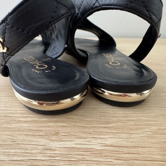 Chanel 2015 Interlocking CC Logo Slingback Sandals Black 39 - Picture 7 of 12